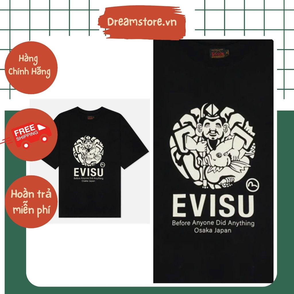 ÁO THUN EVISU ÔNG ĐỊA ĐEN HÀNG CHÍNH HÃNG | Dream Store