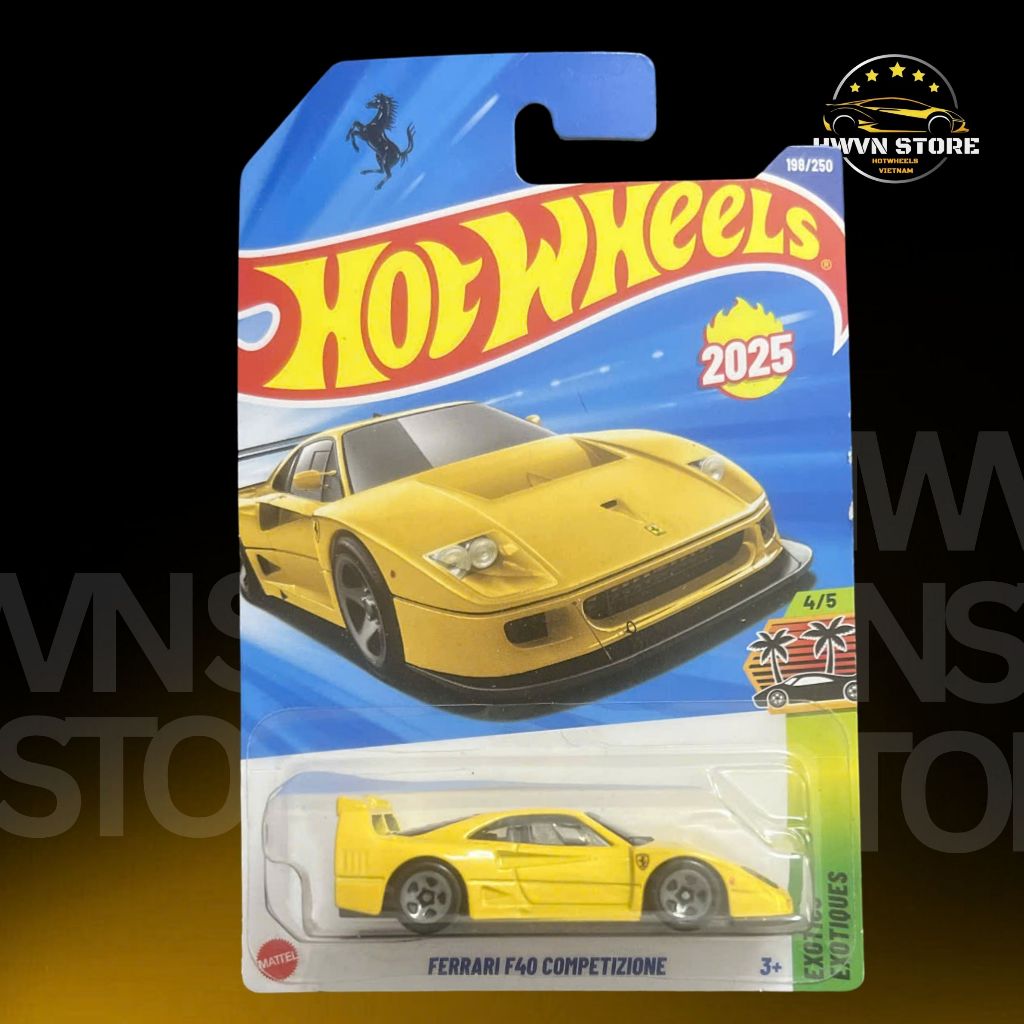 Xe mô hình Hotwheels Ferrari F40 màu vàng