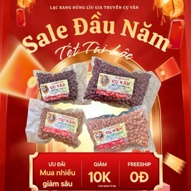 Lạc Rang Húng Lìu Cụ Vân - Lạc Trắng 250g –thơm dịu vị húng lìu gia truyền