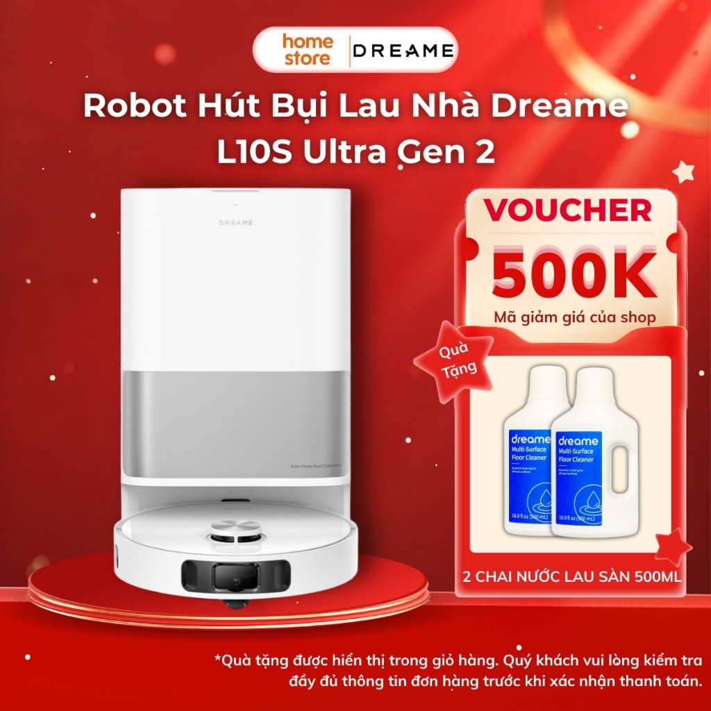 Robot Hút Bụi Lau Nhà Dreame L10s Ultra (Gen 2) | Tự Động Đổ Rác | Giặt, Sấy Giẻ Lau - Chính hãng