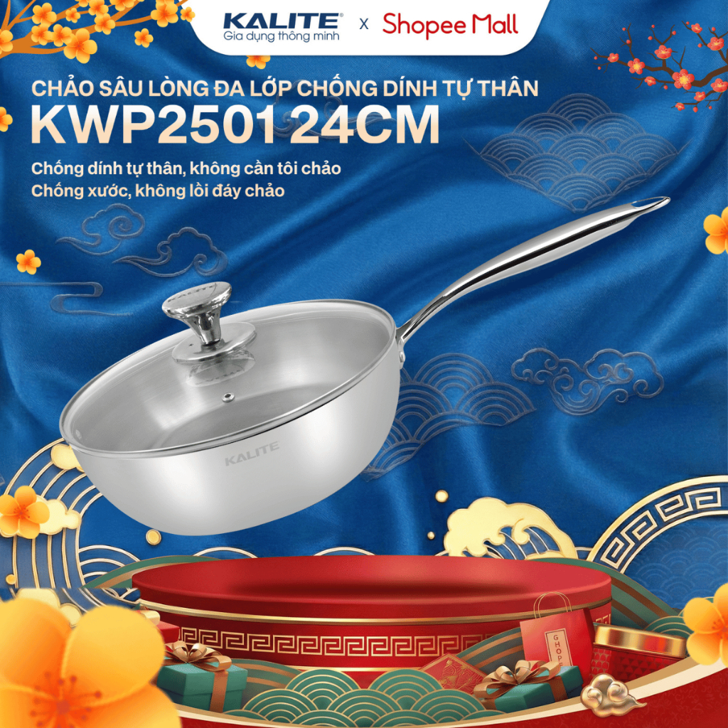 Chảo Inox 304 Sâu Lòng KALITE KWP2501 | Chảo Chống Dính Tự Thân Đa Đáy Dùng Cho Mọi Loại Bếp 24cm, k