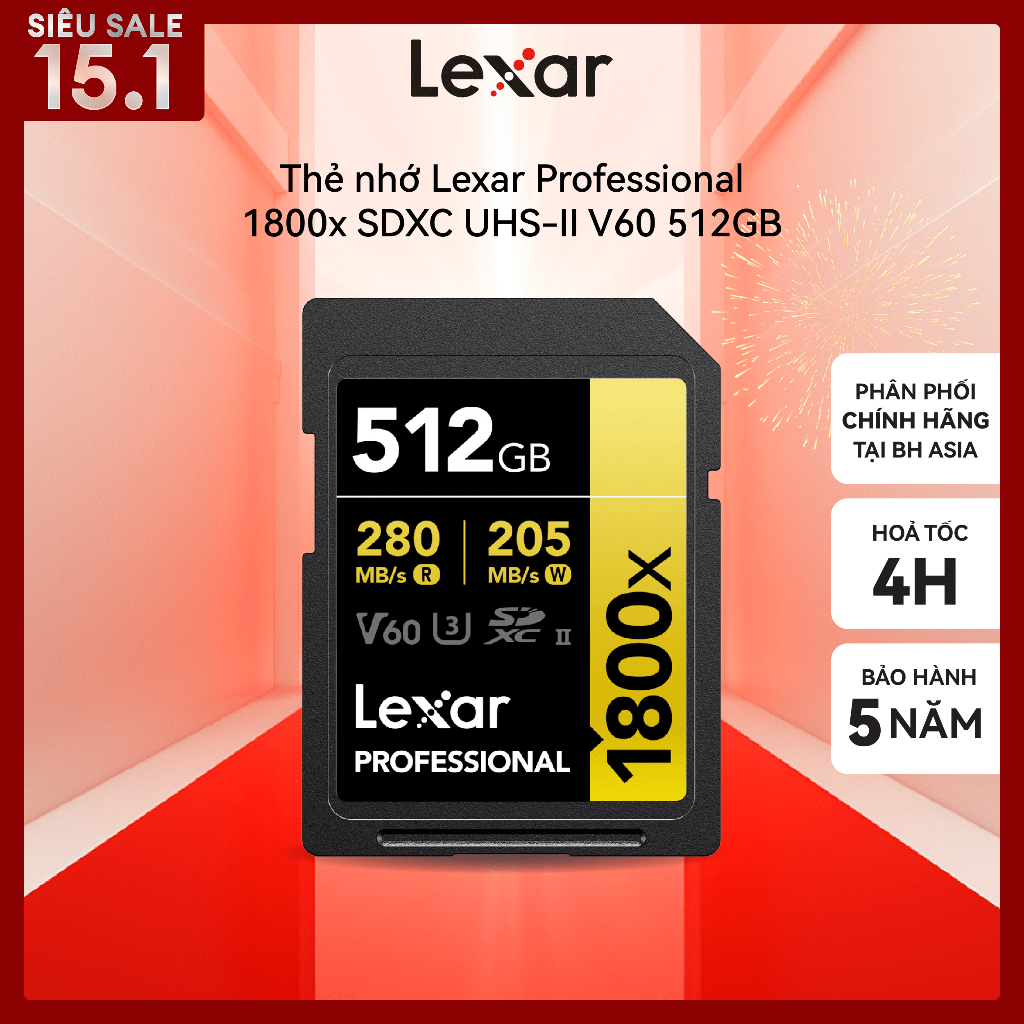 Thẻ nhớ Lexar Professional 1800x SDXC UHS-II V60 512GB/1TB