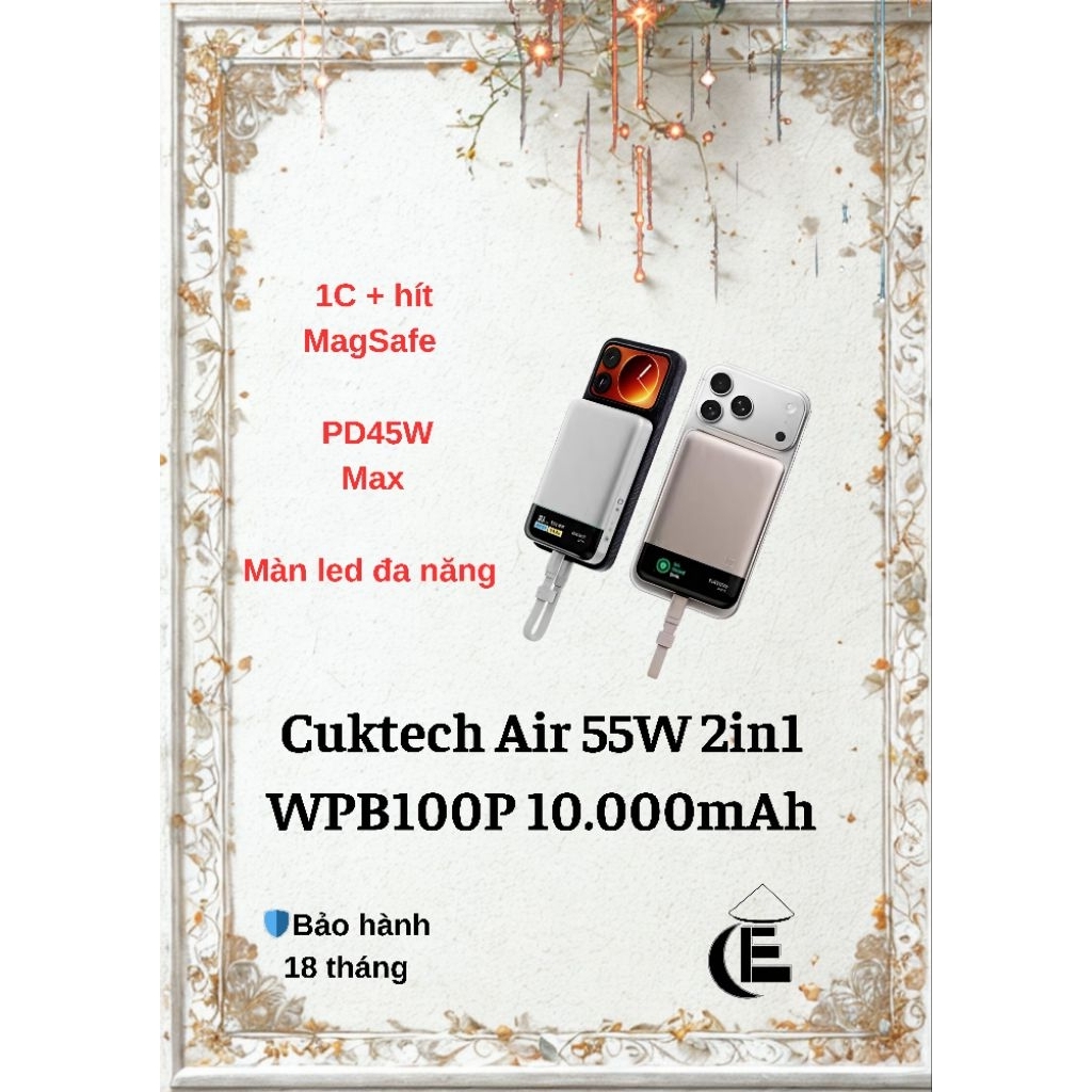 Sạc dự phòng Cuktech 10 Air 10000mah 55w