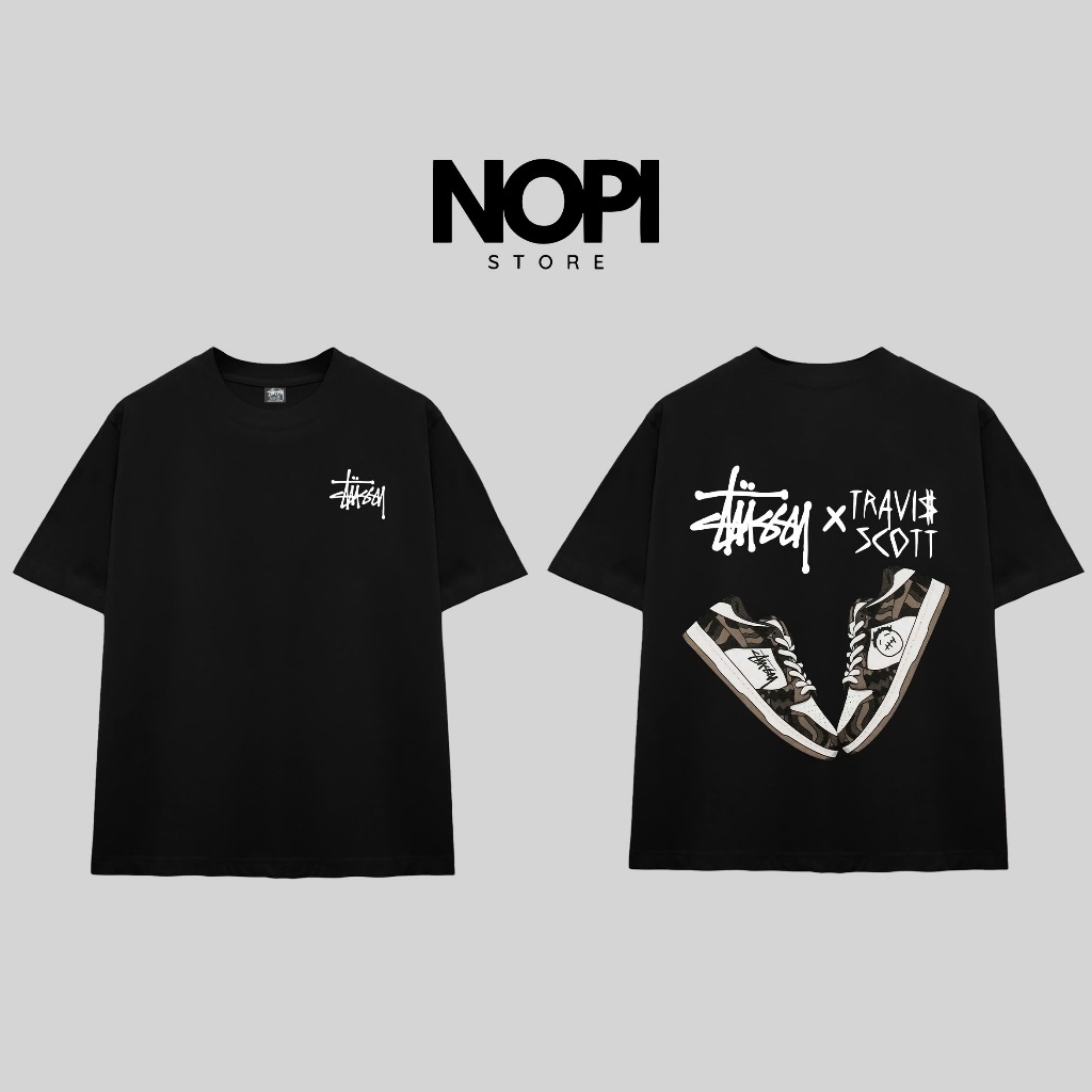 ÁO THUN STUSSY x TRAVIS SCOTT FORM RỘNG NAM NỮ UNISEX VẢI COTTON CAO CẤP DÀY DẶN - NOPI STORE