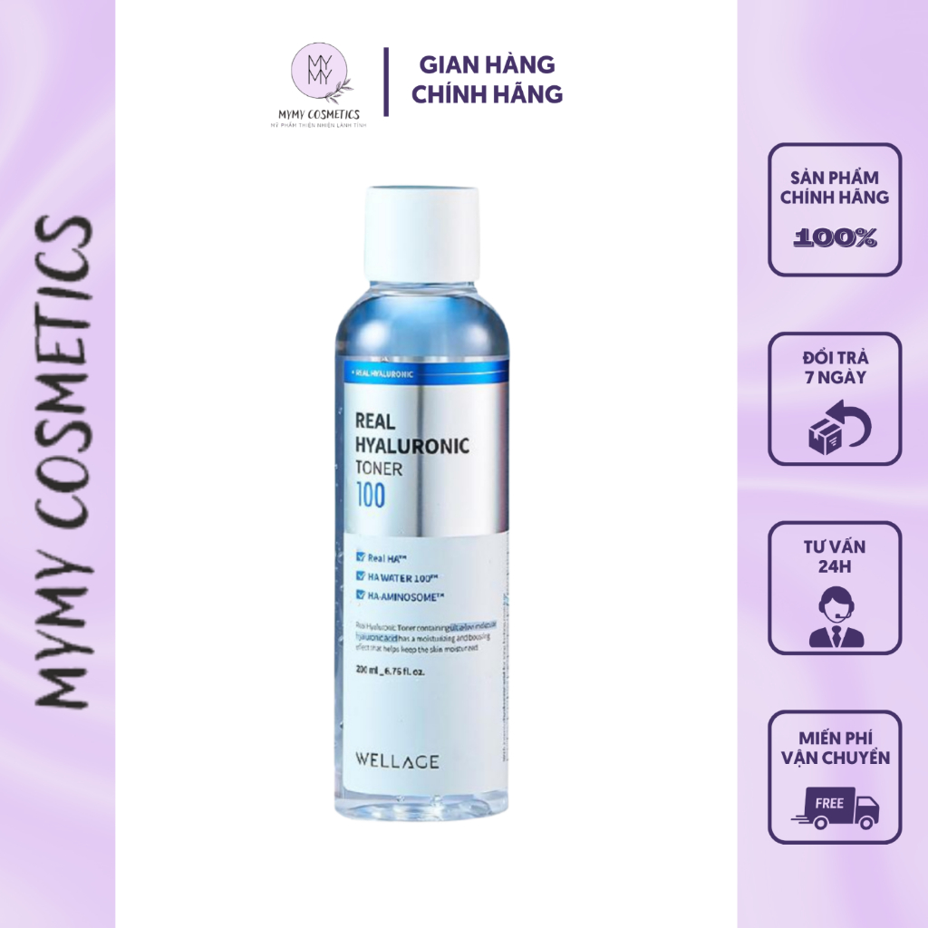 Nước Hoa Hồng Wellage Real Hyaluronic Toner 100 Wellage 200ml