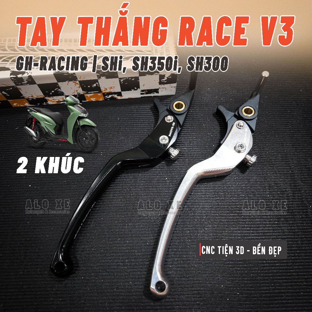 Tay thắng RACE V3 2 khúc CNC GH-RACING cho xe SHi 125/150/160, SH350i và SH300 - Phụ kiện, Phụ tùng 