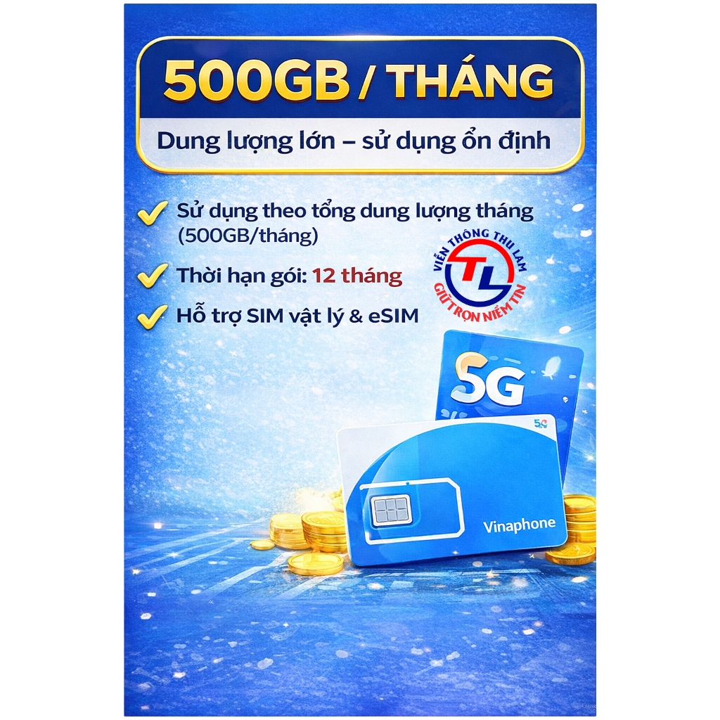 SIM Vinaphone U1500 500GB/Tháng Dùng 12 Tháng - ảnh 2