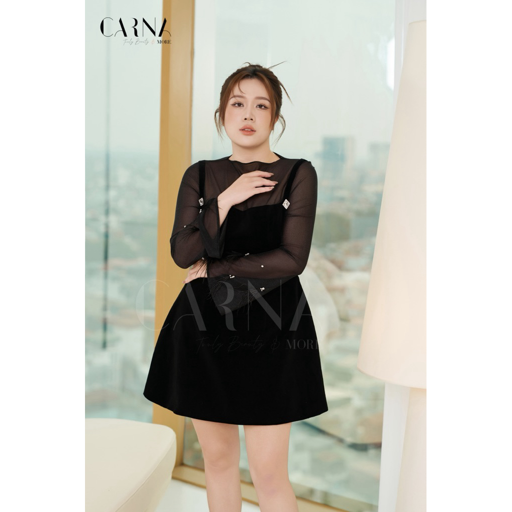 Lamia - Đầm dự tiệc bigsize đính lông trẻ trung dự tiệc