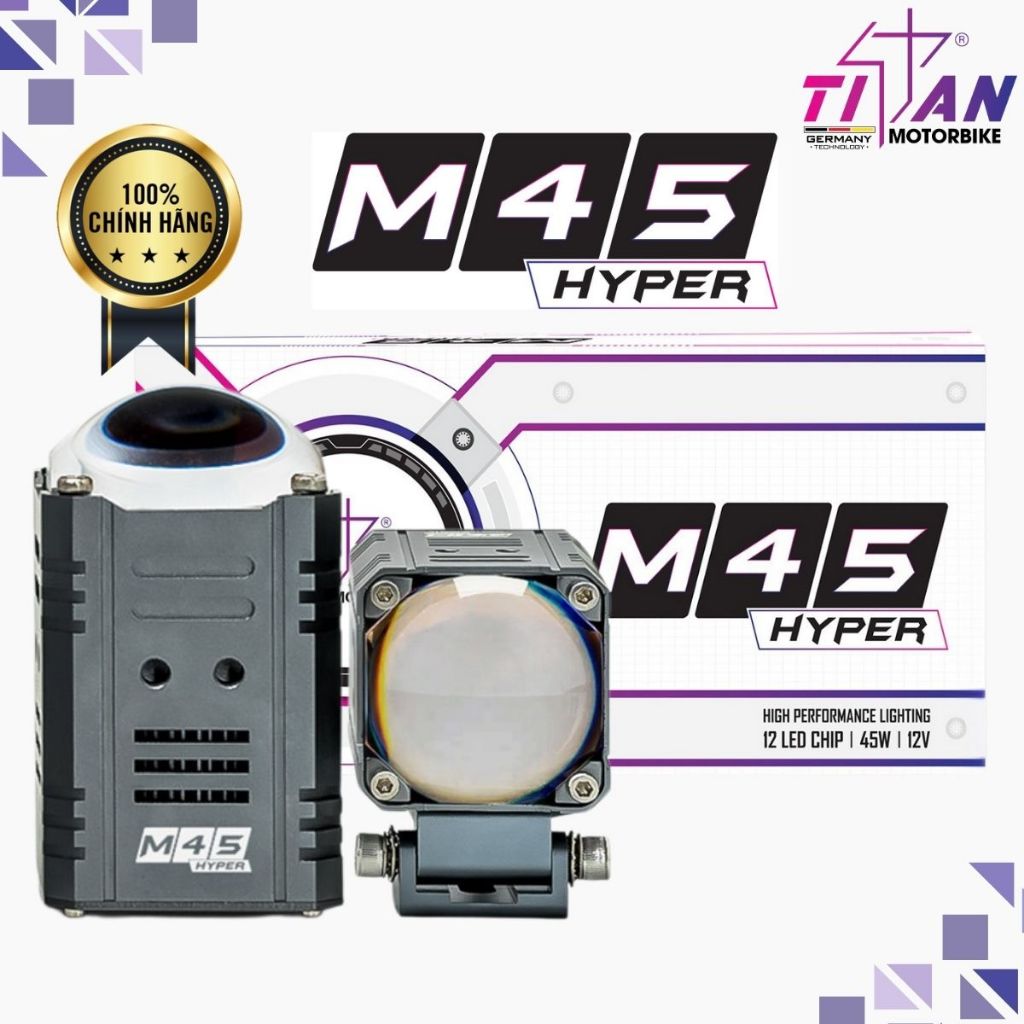 Đèn Trợ Sáng TITAN MOTO M45 HYPER Công Suất 45W, Ánh Sáng Mịn Rộng Và Sắc Nét - Bảo Hành 1 Năm