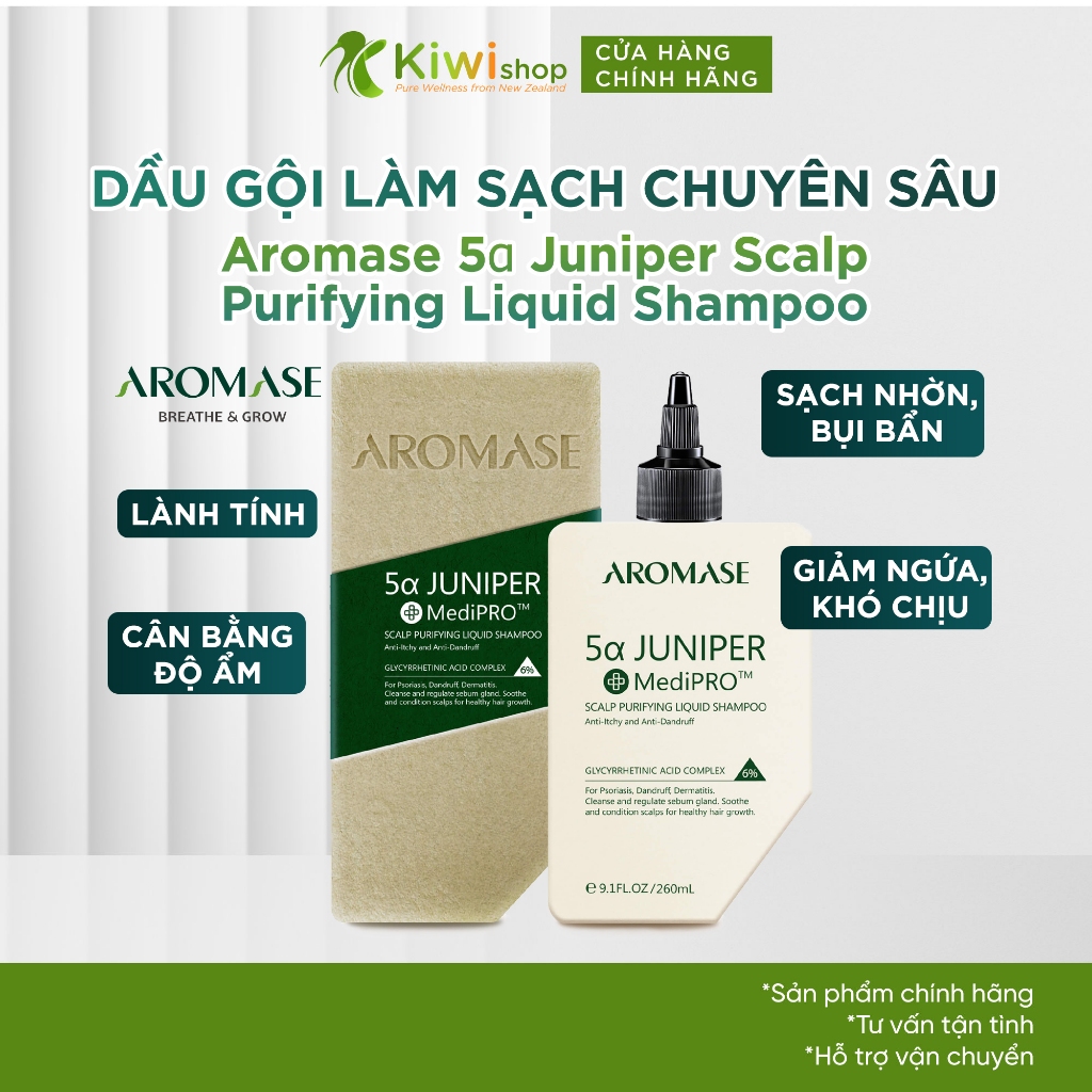 Dầu gội làm sạch da đầu chuyên sâu Aromase 5α Juniper Scalp Purifying Liquid Shampoo 80ml