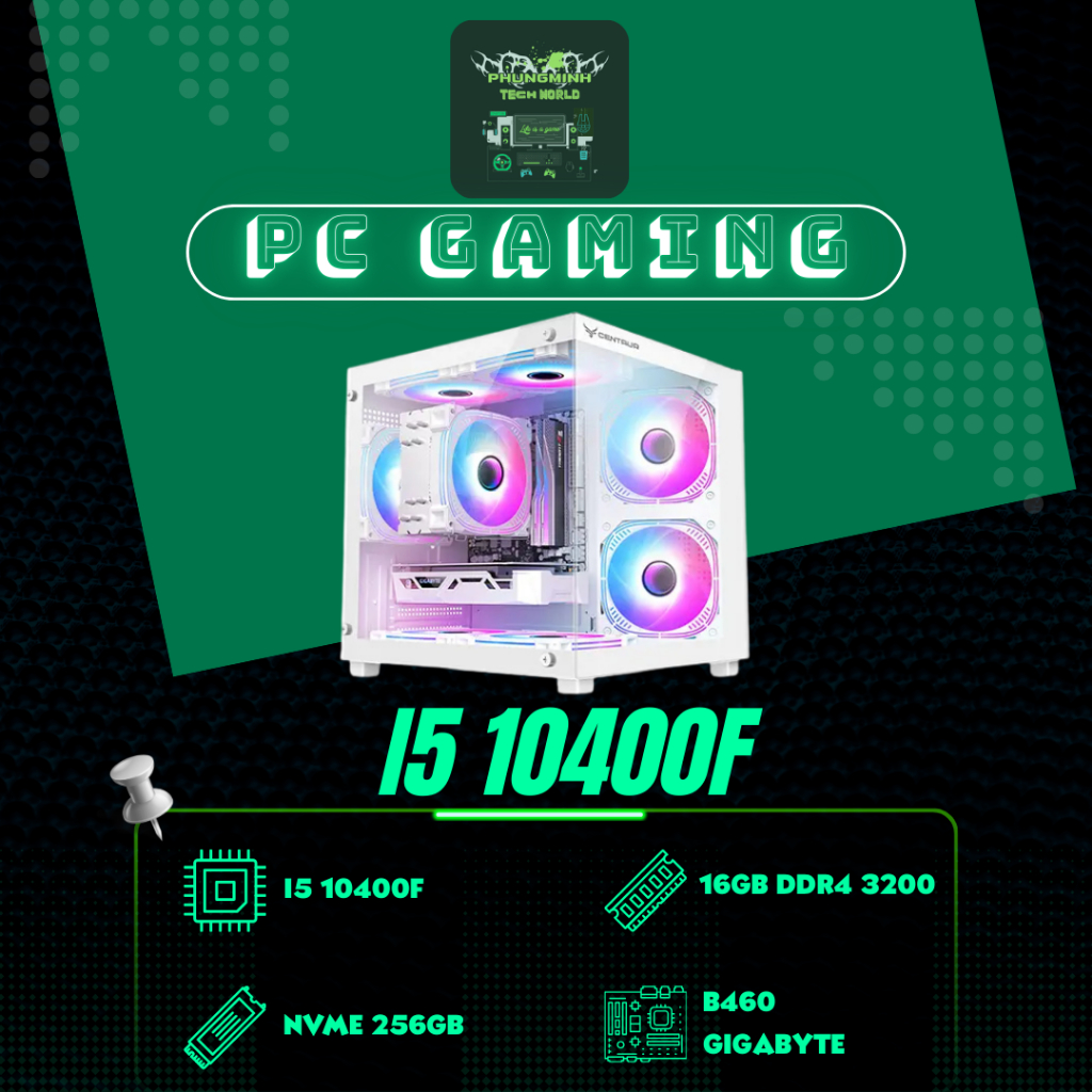 Bộ PC Gaming  i5-10400F 💪 6 Nhân 12 Luồng ⚙️ RAM 16GB 🧠 SSD 256GB ⚡ Main B460 Gigabyte 🖥️ Chiến Game