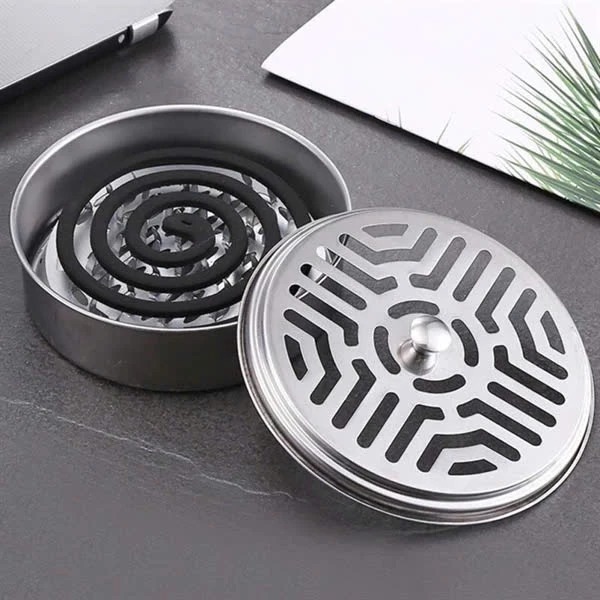 Hộp Đựng Nhang Muỗi Inox Có Nắp An Toàn