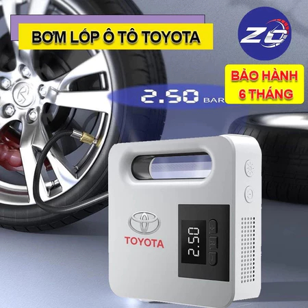 Bơm Lốp Xe Ô Tô TOYOTA - Điện Tử Cao Cấp, Thông Minh, Tự Ngắt, Màn LCD