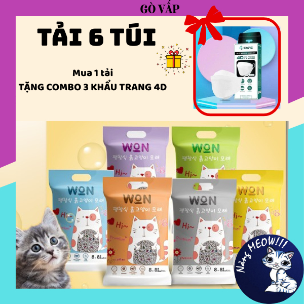 [Tải 6 Túi] Cát Won Cát Vệ Sinh Cho Mèo Siêu Vón - Khử Mùi - Nàng Meow