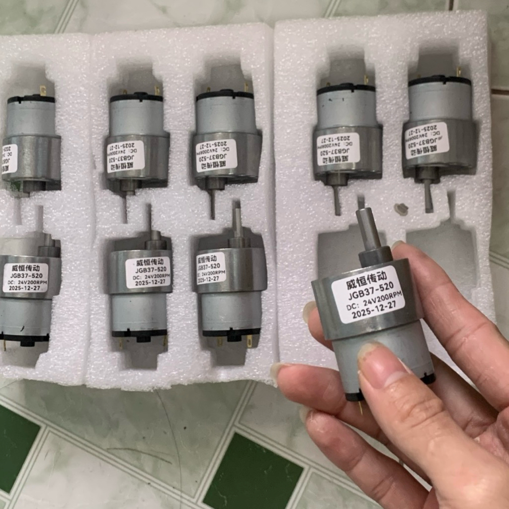 Động cơ giảm tốc JGB37-520 DC 12V / 24V – Motor DC hộp số 37mm – Robot, Arduino