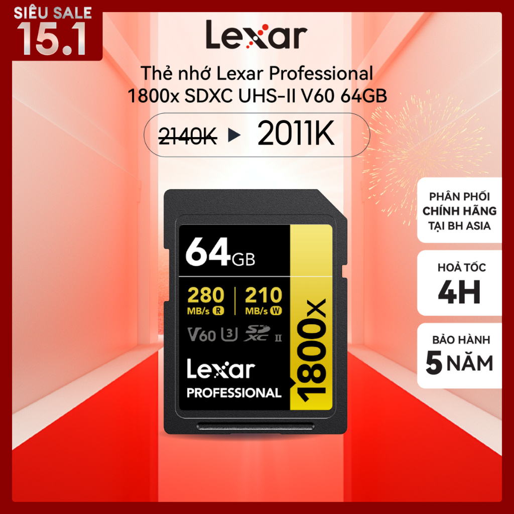 Thẻ nhớ Lexar Professional 1800x UHS-II SDXC Card V60 64GB - 128GB - 256GB
