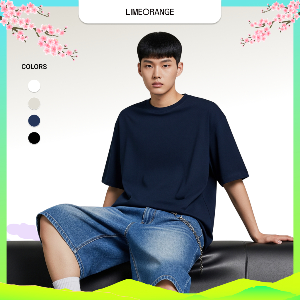 Áo Thun Nam Nữ Phom Rộng LIME ORANGE Basic Plus 5 Oversize LU25011001