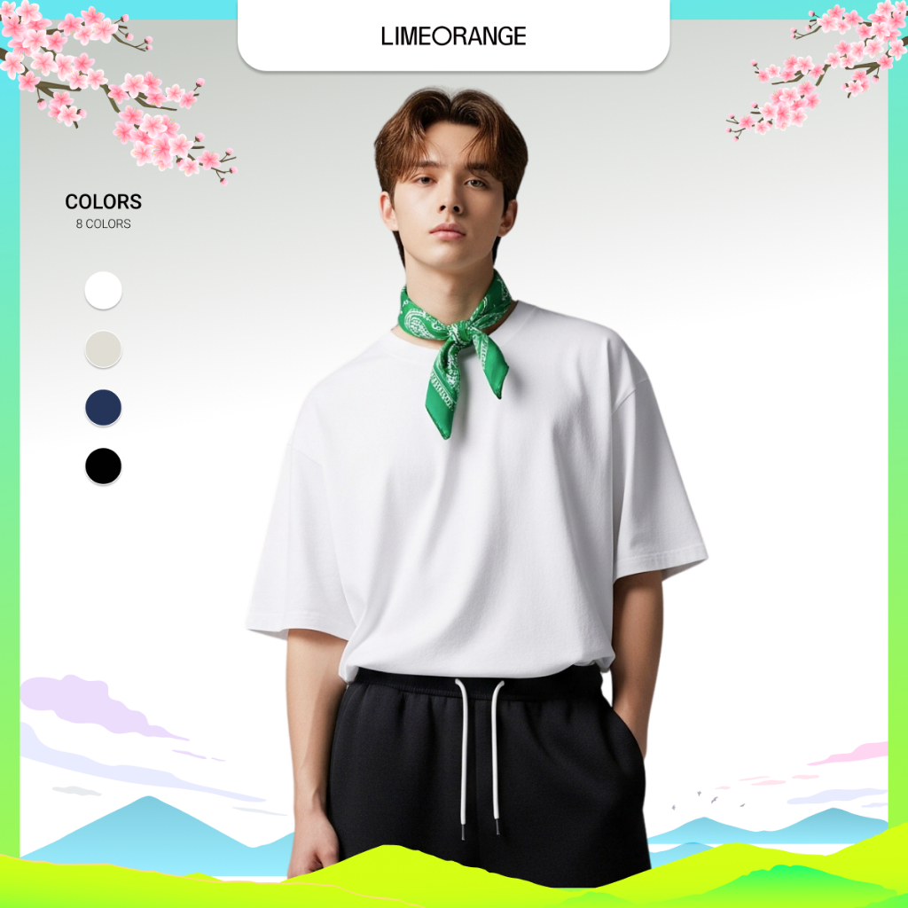 Áo Thun Nam Nữ Phom Boxy LIME ORANGE Basic Plus 5 LU25011002