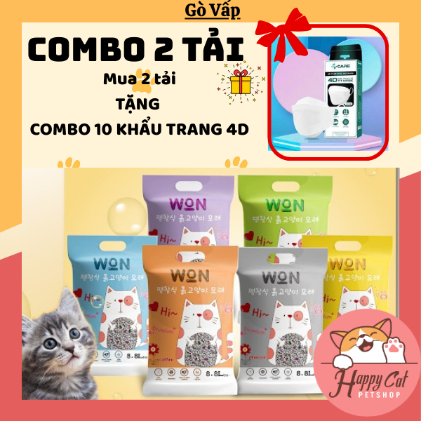 [Combo 2 Tải] Cát Won Cát Vệ Sinh Cho Mèo Tải 6 Túi - Happy Cat