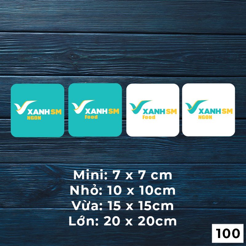 Bộ 2 tem decal dán XANH SM NGON / XANH SM FOOD dành cho dịch vụ giao hàng - MÃ 100K