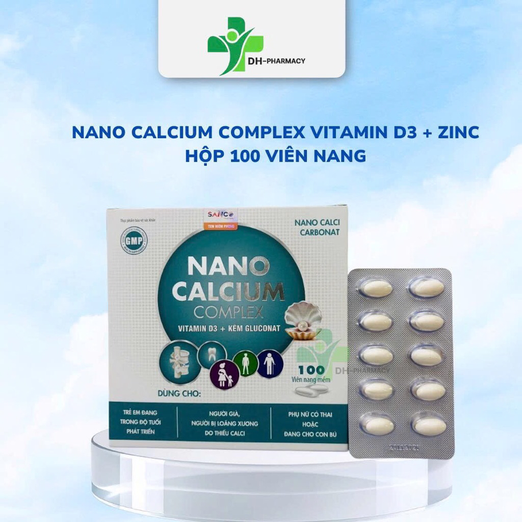 NANO CALCIUM COMPLEX VITAMIN D3 + ZINC Hộp 100 viên