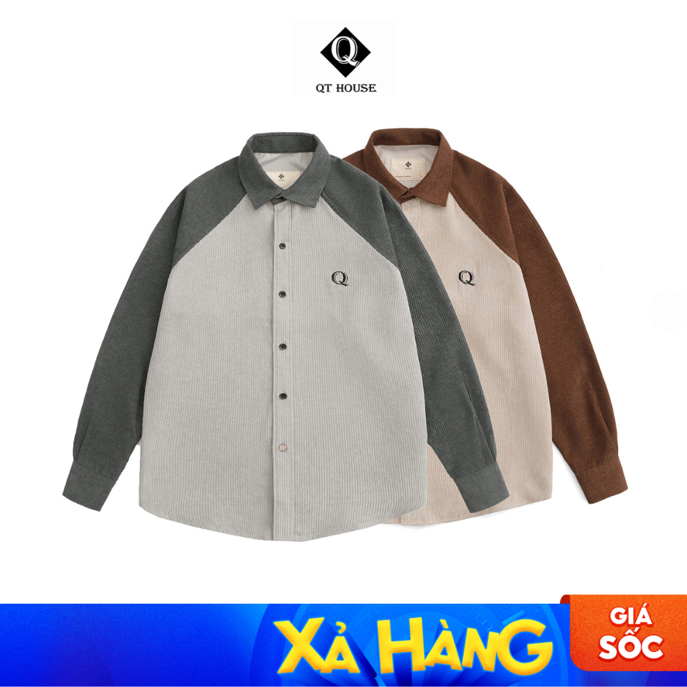 [Xả kho] Áo Sơ Mi Nam QTHOUSE Áo Sơ Mi Dài Tay Chất Nhung Tăm Form Rộng QTSM01