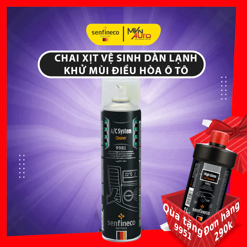 Chai xịt vệ sinh máy lạnh làm sạch và khử trùng SENFINECO 9981 System Cleaner dung tích 520ml