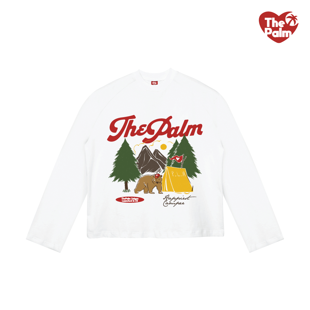 ThePalm CHÍNH HÃNG - Áo Thun Tay Dài Màu Trắng Raglan UNISEX "CAMPER"  - thepalm.sg