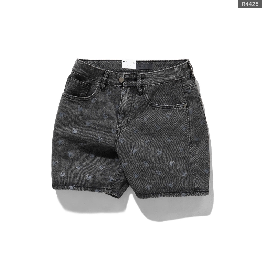 Quần short Mã_R4425, fom ống rộng, gam màu Xám in chữ ngắn trên gối, dễ phối đồ, phong cách cá tính 