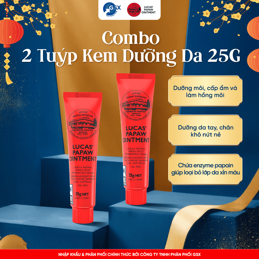 [Lucas Papaw] Combo 2 Kem Đu Đủ 25g Lucas Papaw's Ointment Dưỡng Môi Giảm Khô Nứt Da