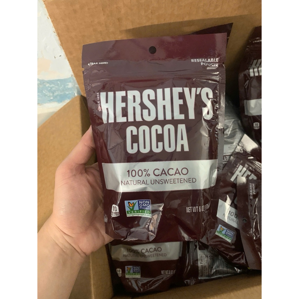 Hoả tốc-Hàng Mỹ) Bột pha chế cacao nguyên chất Hershey's cacao 100% .Size lớn và nhỏ