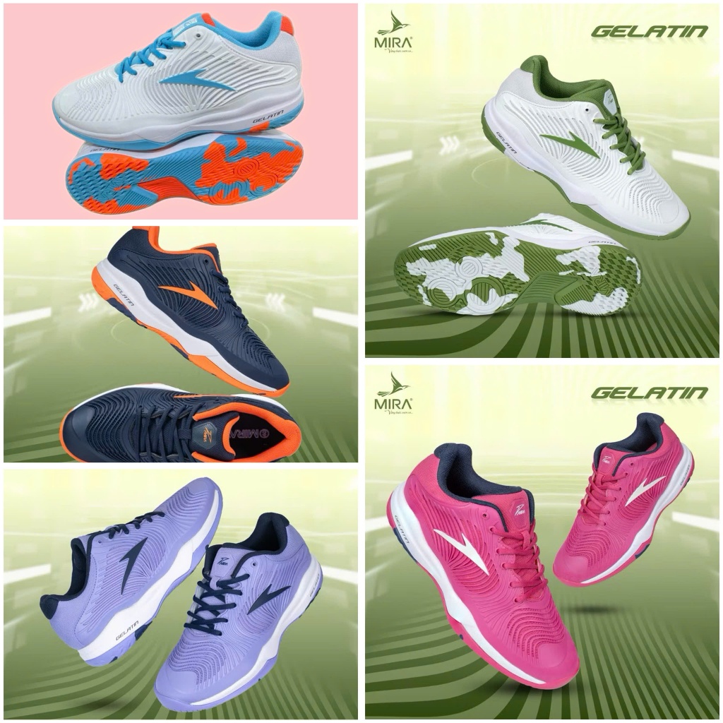 Giày Mira GELATIN chơi môn thể thao pickleball, tennis với bộ Đế Cao Nguyên Chất Bền Đẹp, Êm Chân