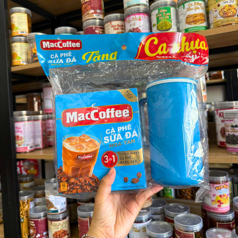 MACCOFFEE - CÀ PHÊ SỮA ĐÁ HÒA TAN 3 IN 1 TẶNG 01 CỐC NHỰA CÓ NẮP - CÀ PHÊ RANG XAY