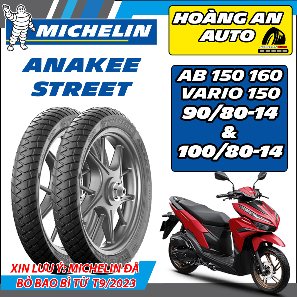 (ANAKEE STREET - VARIO 150 & AB 150) Vỏ lốp xe Michelin 90/80-14 & 100/80-14 cho Airblade và Vario