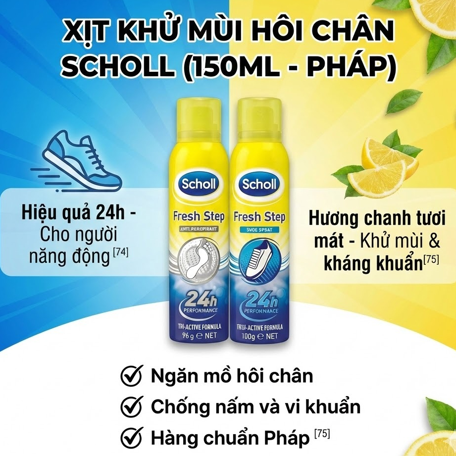 Xịt Khử Mùi Hôi Chân Scholl (150ml - Pháp)