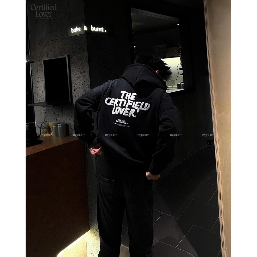 Áo hoodie unisex nỉ lót lông phong cách Hàn Quốc rộng rãi The cartified Lover By Jolie Jeace