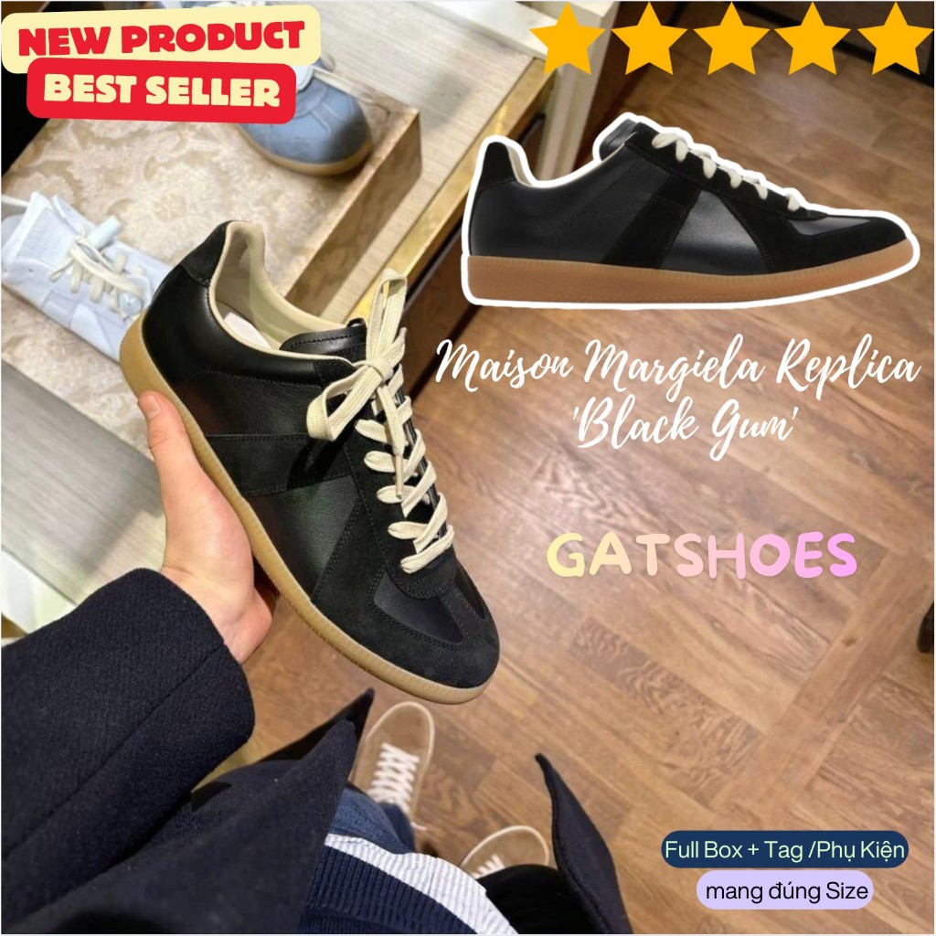 [GeekSneaker] Giày GAT SHOES - Maison Margiela Replica German Army Trainer GAT - Black Gum