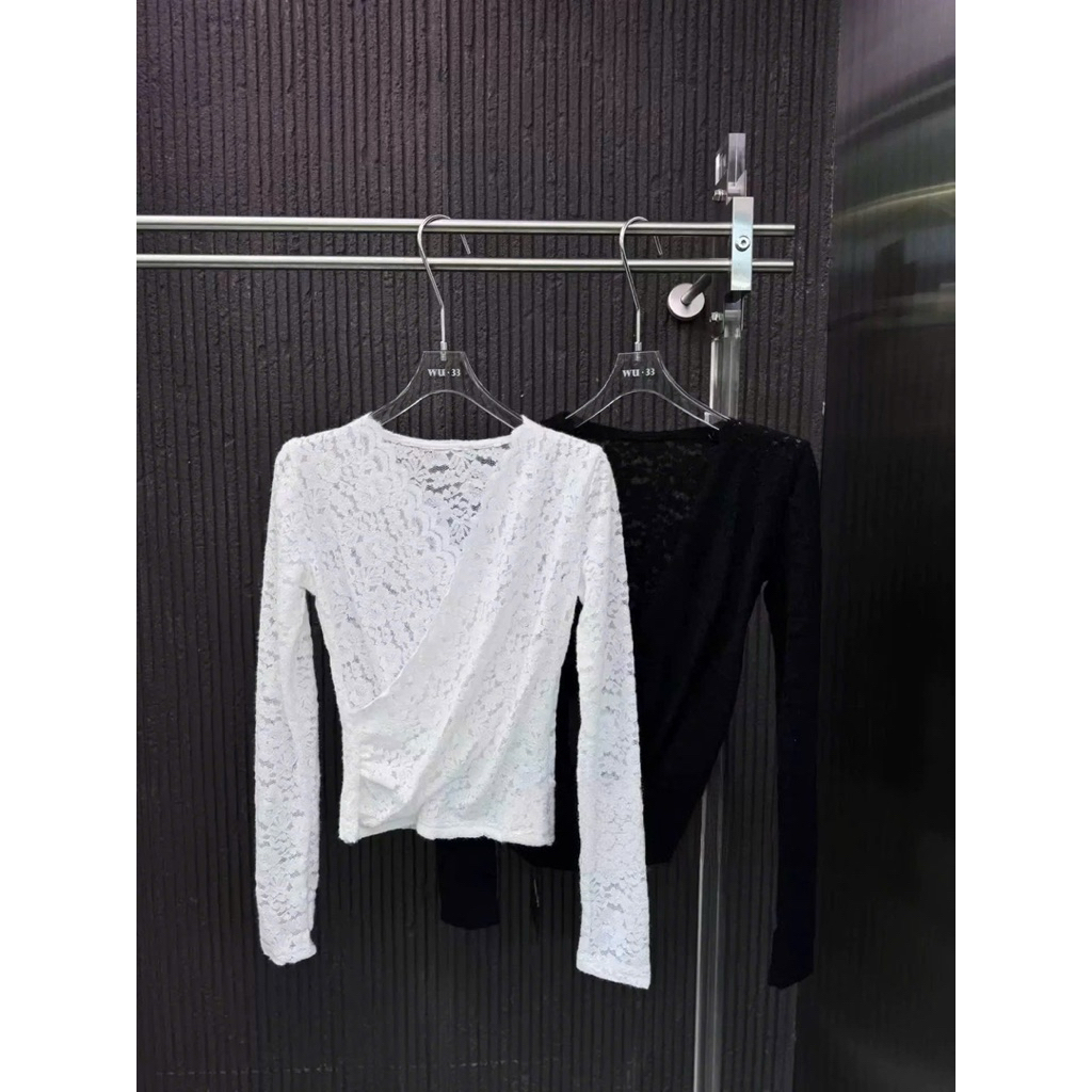 Áo Ren Nữ Tay Dài Cổ V Gợi Cảm, Áo Ôm Body Tôn Dáng, Phong Cách Tiểu Thư Sang Trọng | BigBuy360 - bigbuy360.vn