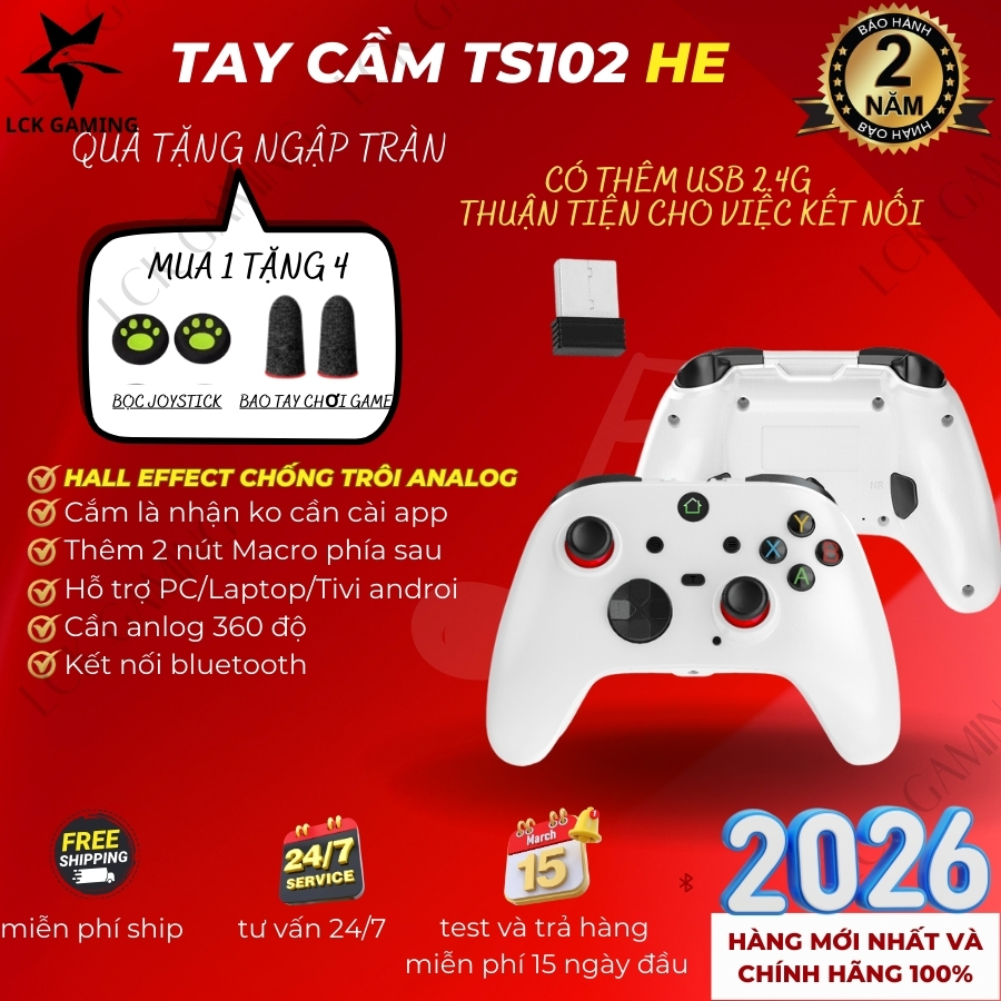 [BH 24 tháng]Tay cầm chơi game S102 PRO, bản 2025 độ cần Hall Joystick độ bền cao, phím Macro hành t