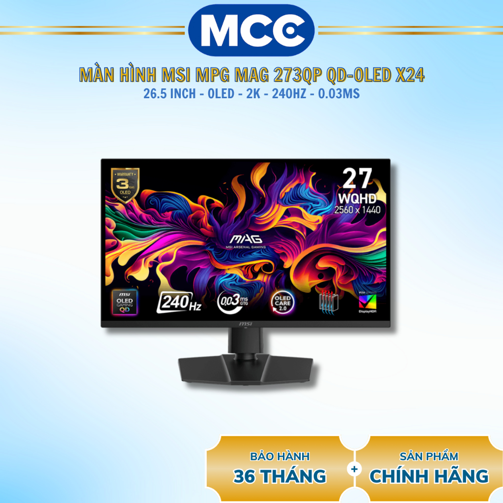 Màn hình Gaming MSI MAG 273QP QD-OLED X24  (27inch 2K - OLED - 240HZ - 0.03MS)