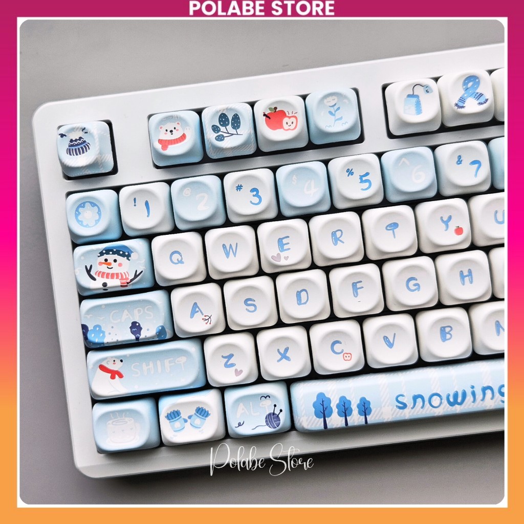 Keycap Snow Winter Joker Casino ASA Profile bàn phím cơ Polabe Store Keycap Pudding xuyên led