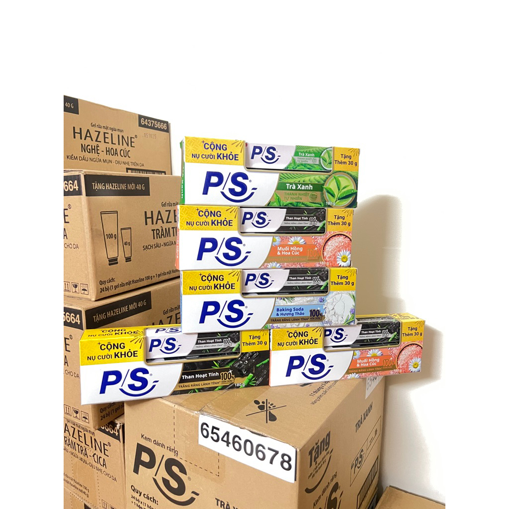 (COMBO 5 TUÝP 180G ĐỦ MÙI TẶNG) kem đánh răng ps 180g tặng 30g