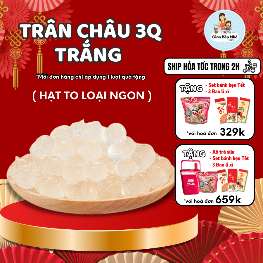 [Hàng loại 1] Trân châu 3Q dai giòn hạt to ăn liền không chất bảo quản, set nguyên liệu trà sữa 500g-1000g