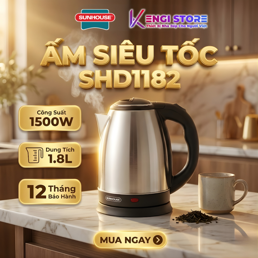 [Sunhouse Chính Hãng] Ấm Siêu Tốc Sunhouse 1.8L SHD1182