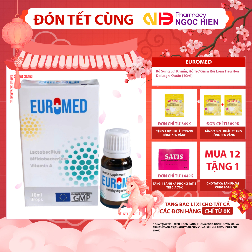 Men vi sinh EuroMed – Cung cấp lợi khuẩn, hỗ trợ cải thiện rối loạn tiêu hóa  (Chai 10ml)
