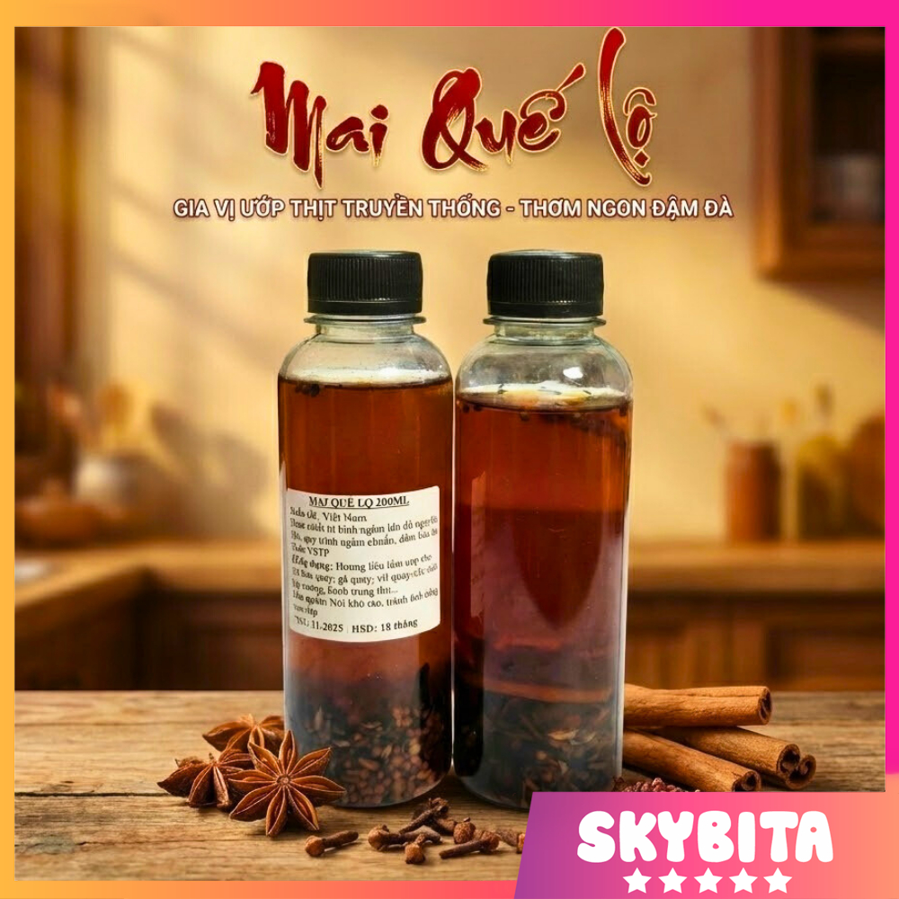 Mai quế lộ chai 200ml chuẩn 9 vị - nước ướp thịt truyền thống thơm ngon đậm đà
