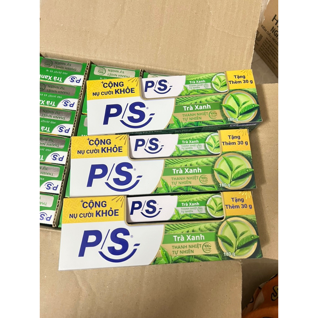 (COMBO 3 CÂY 180G TẶNG 30G) kem đánh răng ps trà xanh 180g tặng kèm