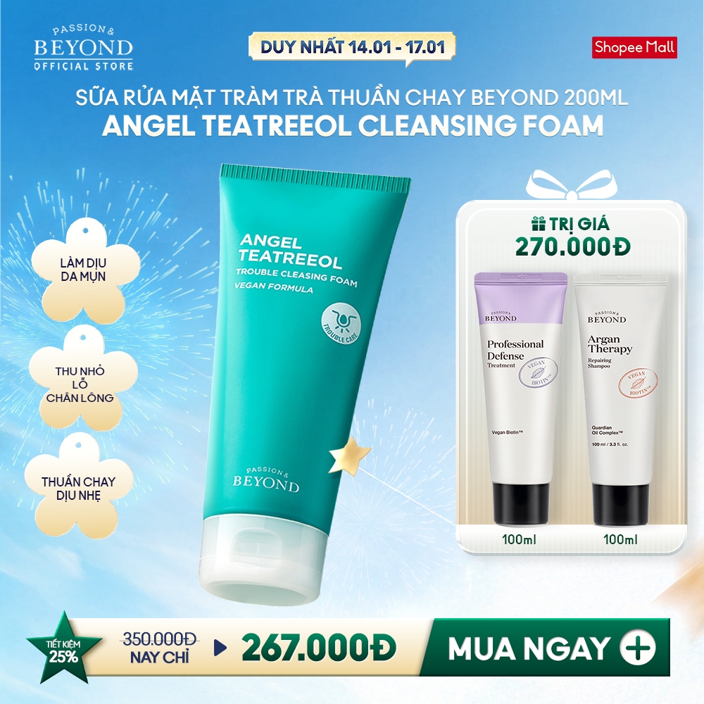 [Beyond Official] Sữa rửa mặt tràm trà thuần chay Beyond Angel Teatreeol Cleansing Foam 200ml