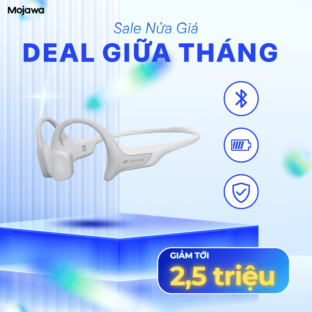 Tai nghe MOJAWA HAPTIFIT TERRA Xám Bạc – Tai nghe truyền âm qua xương, Bluetooth 5.3, chống nước IP6