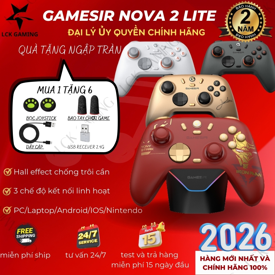 [BH 24 tháng]Tay Cầm Gamesir NOVA 2 LITE Chính Hãng Hall Effect, 1000Hz, Chơi Game FCO, PC, Mobile, SWITCH